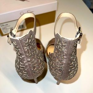 Gunmetal & rhinestone heels